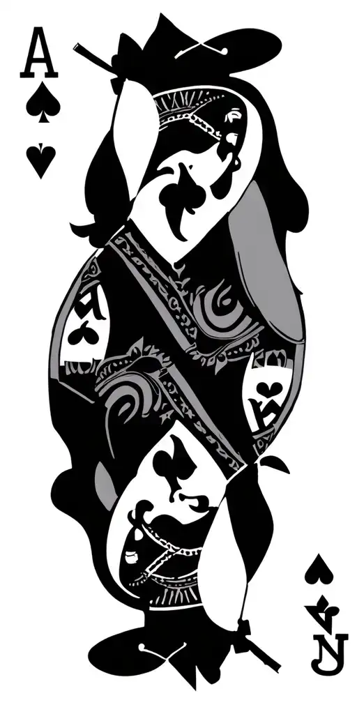 western playing card king queen tattoo design idea