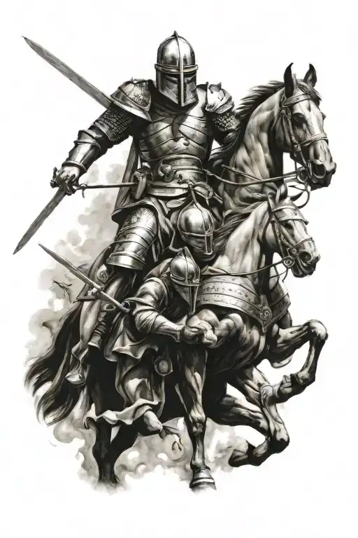 crusade war scene tattoo design idea