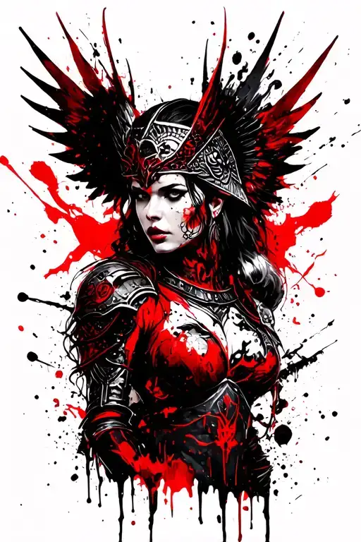 valkyrie warrior woman tattoo design idea