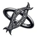 trinity knot with ring engraved with nordic runes tattoo design idea