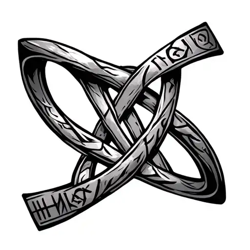 trinity knot with ring engraved with nordic runes tattoo design idea