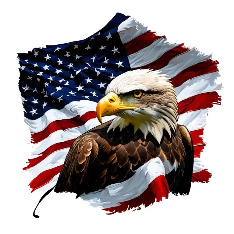 Bald Eagle and the American Flag tattoo design idea