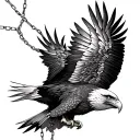 A detailed tattoo of an eagle in flight, each feather representing a broken chain tattoo design idea