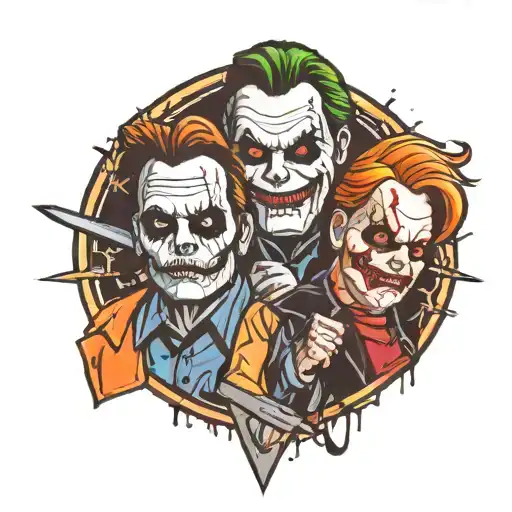 micheal myers ghostface and chucky forearm tattoo tattoo design idea