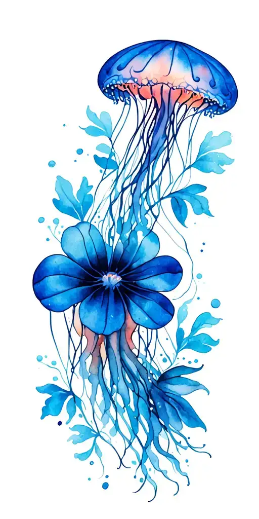 jellyfish flower tattoo design idea