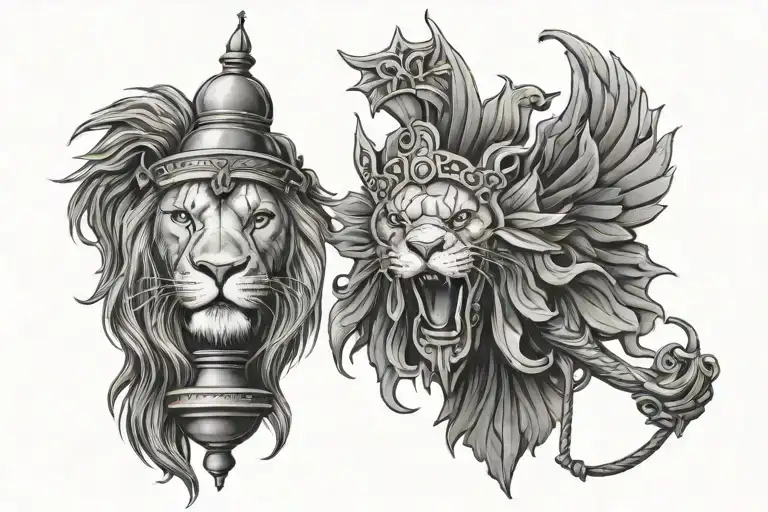 Lion and lamp, jesus christ, taube, holy spirit tattoo design idea