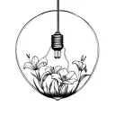 broken light bulb (missing top bit) with lillies growing from inside to outside  tattoo design idea