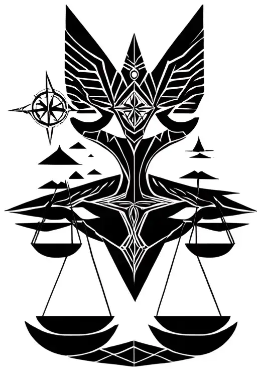anubis balance scale, tree of life, nordic compass tattoo design idea