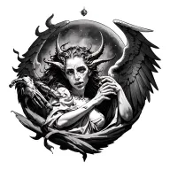 bad,good,Time,life,die,born,daemons,Angel,Earth ,war tattoo design idea