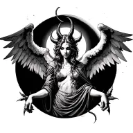 bad,good,Time,life,die,born,daemons,Angel,Earth ,war tattoo design idea