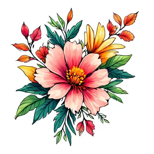 australian native flowers tattoo design idea