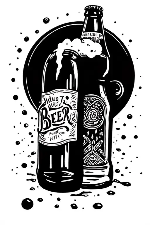 beer bottle tattoo design idea
