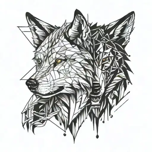 looking eatch other two wolf's one angry wolf second wolf sad tattoo design idea