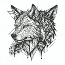 looking eatch other two wolf's one angry wolf second wolf sad tattoo design idea