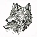 looking eatch other two wolf's one angry wolf second wolf sad tattoo design idea