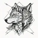 looking eatch other two wolf's one angry wolf second wolf sad tattoo design idea