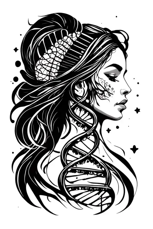 woman DNA universe tattoo design idea