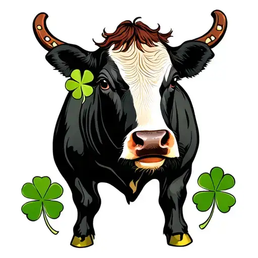 God's cow, four -leaf clover, horseshoe tattoo design idea