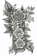 floral patchwork sleeve tattoo design idea