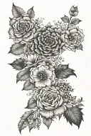 floral patchwork sleeve tattoo design idea