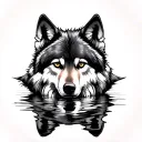 Wolf Reflection tattoo design idea