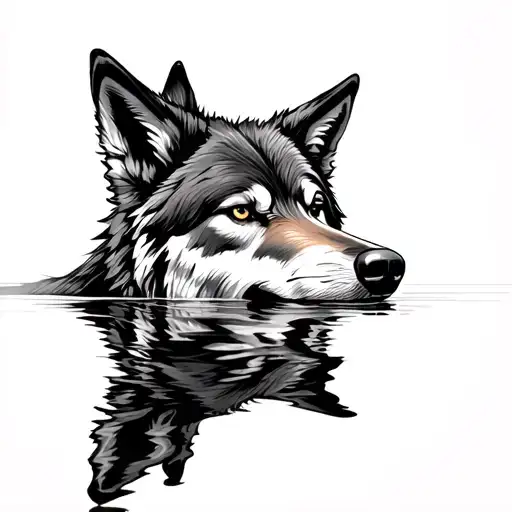 Wolf Reflection tattoo design idea