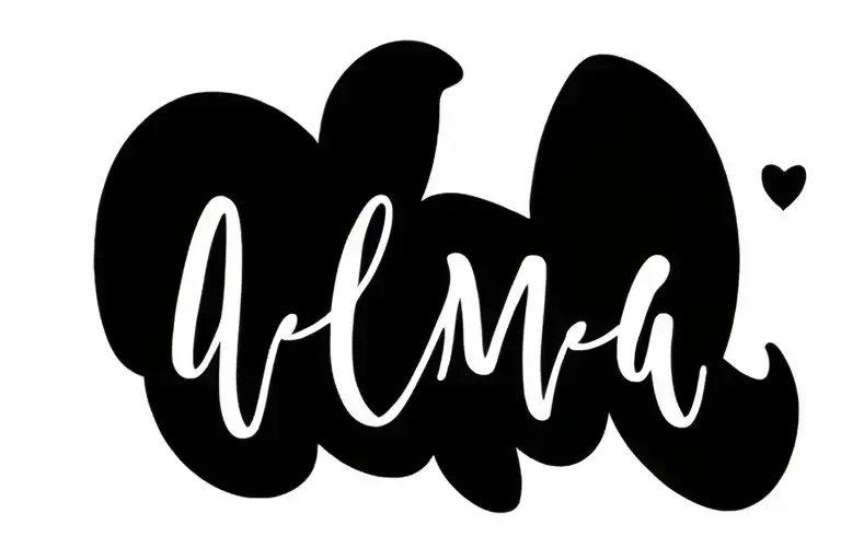 my mothers name written in elegant script her name is "ALMA" tattoo design idea