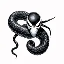 snake wrapped around my wrist with a spider head profile holding tattoo design idea