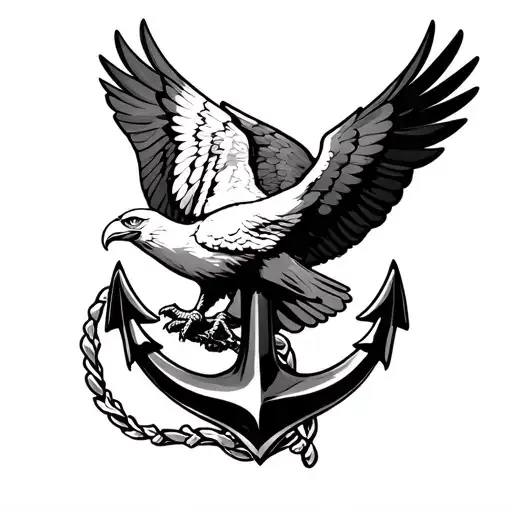 dove and eagle perched on anchor tattoo design idea