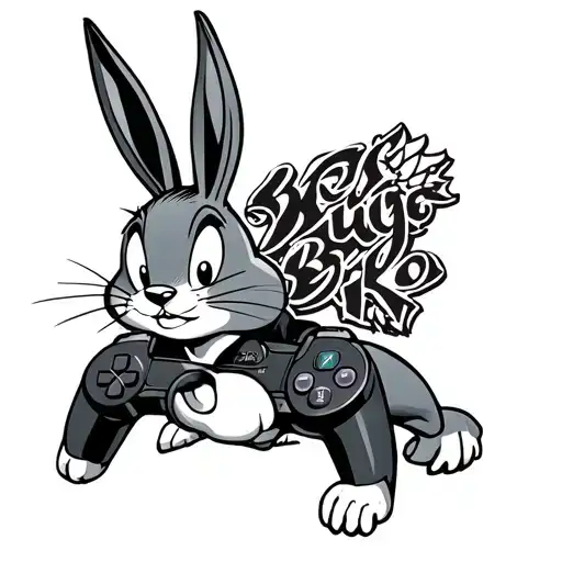 play station bugs bunny tattoo design idea