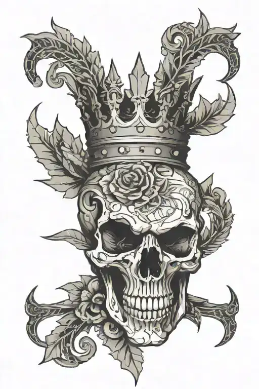 Crown aries skull tattoo design idea