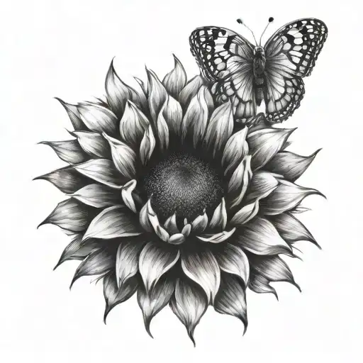 cactus sunflower heart tattoo design idea