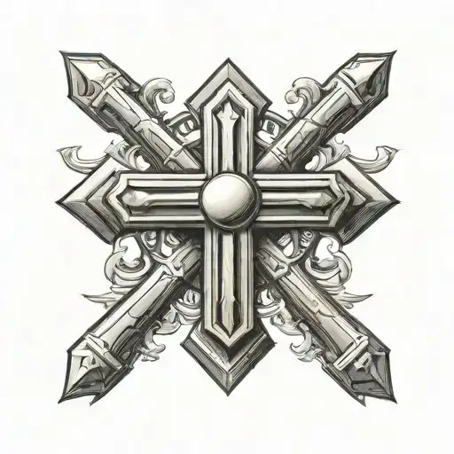 UNDEFEATED, STRENGTH, CROSS OF NAILS tattoo design idea