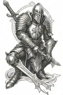 Templar knight kneeling with a sword tattoo design idea