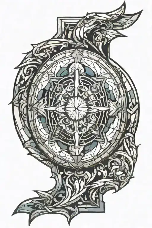 Stained glass, Elden ring logo merged tattoo design idea