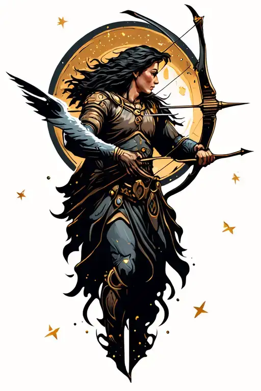 Sagittarius archer shooting stars tattoo design idea