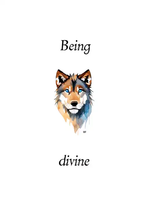 "Being divine" a wolf with blue eyes and in the same picture a lion with one blue eye and one brown eye tattoo design idea