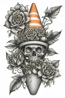 traffic cone with narcissist flowers tattoo design idea