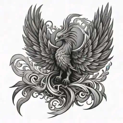 Phoenix rising from the ashes tattoo design idea