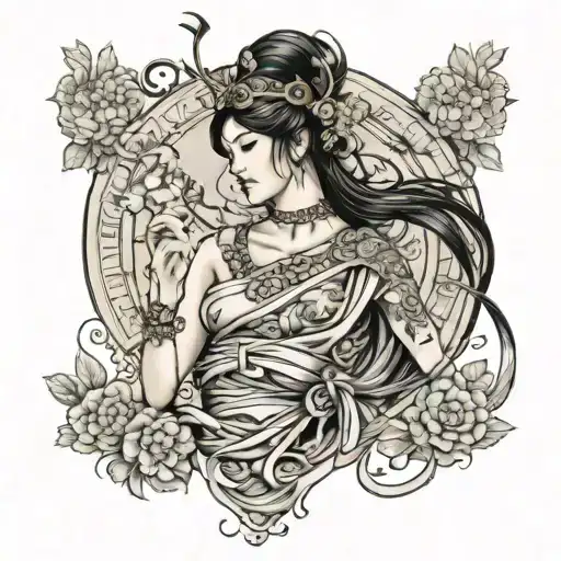 sexy athena greek goddess tattoo design idea