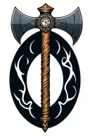 2-headed axe plus Pluto glyph  tattoo design idea