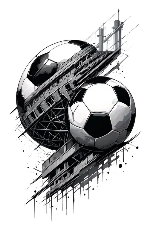 architectural structures and soccer tattoo design idea