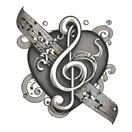 a music note made into the shape of a heart shape tattoo design idea
