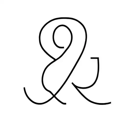 Minimalist custom ampersand tattoo design, clean black lines, unique abstract form inspired by the ampersand symbol, sub tattoo design idea