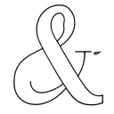 Minimalist custom ampersand tattoo design, clean black lines, unique abstract form inspired by the ampersand symbol, sub tattoo design idea