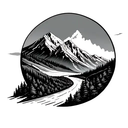 Mountain Road tattoo design idea