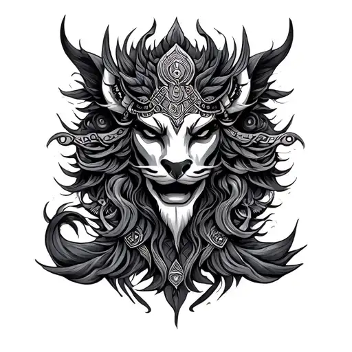 kirtimukha mythological creatures tattoo design idea