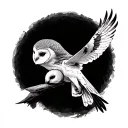 Flying Barn Owl tattoo design idea