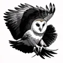 Flying Barn Owl tattoo design idea