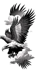 clouds gate eagles palms sun tattoo design idea